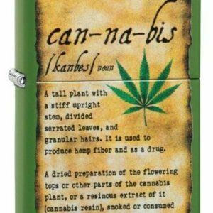 Cannabis Design Moss Green Matte Zippo Lighter